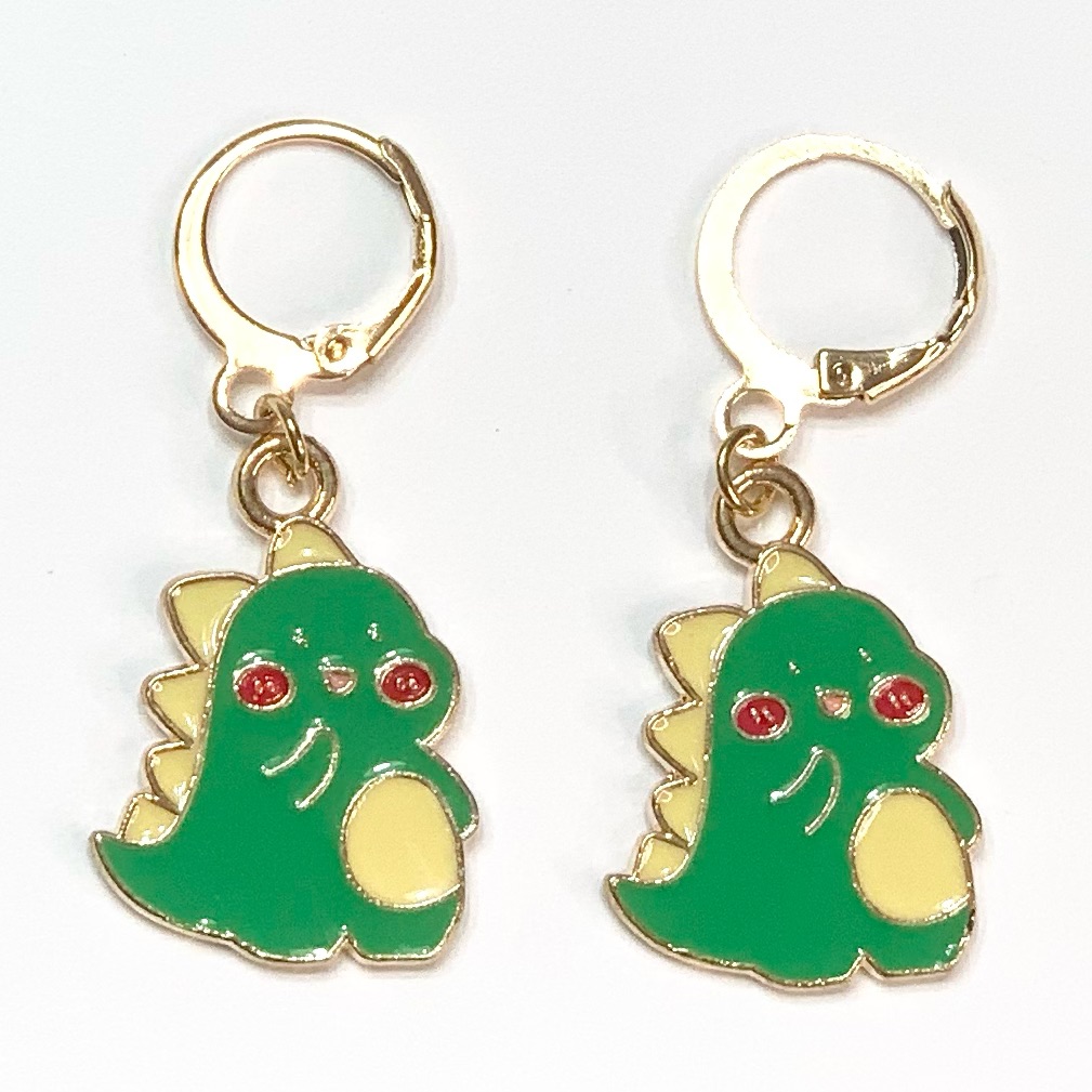 New Green Dinosaur Earrings 10$